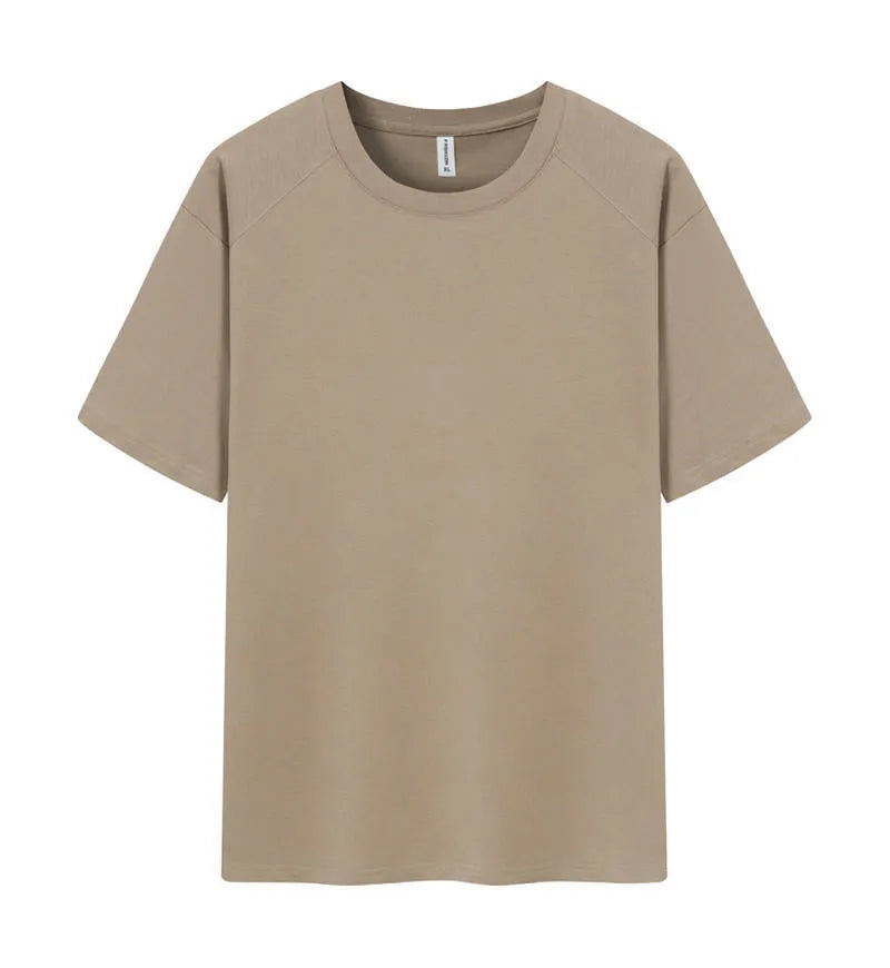 Men's pure cotton straight cut short sleeve t-shirt in solid colour