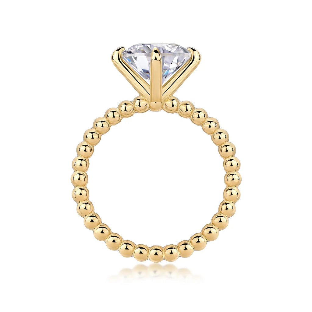 Forget-me-not wedding ring set with 3-carat moissanite in gold-plated S925 silver band on gift box