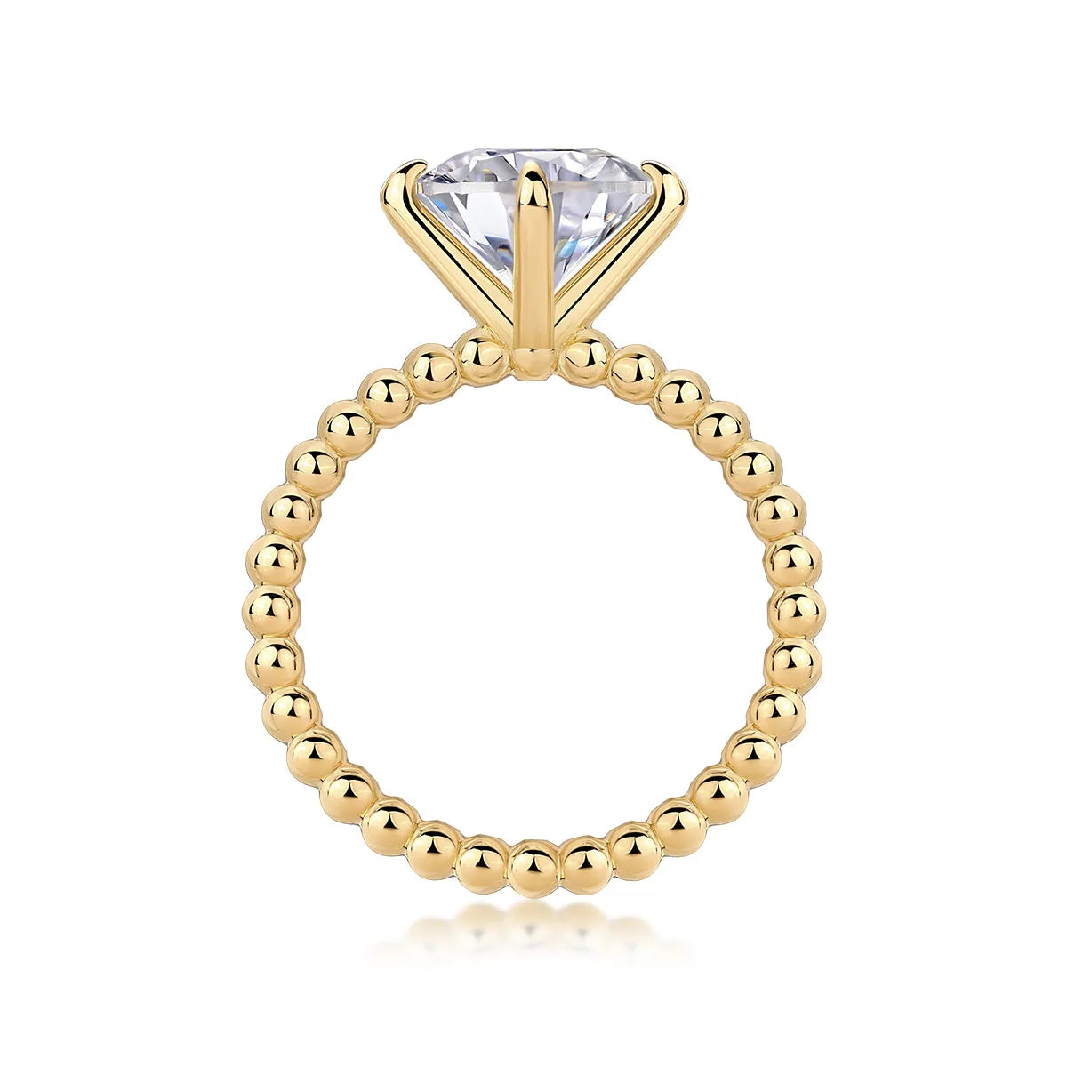 Forget-me-not wedding ring set with 3-carat moissanite in gold-plated S925 silver band on gift box