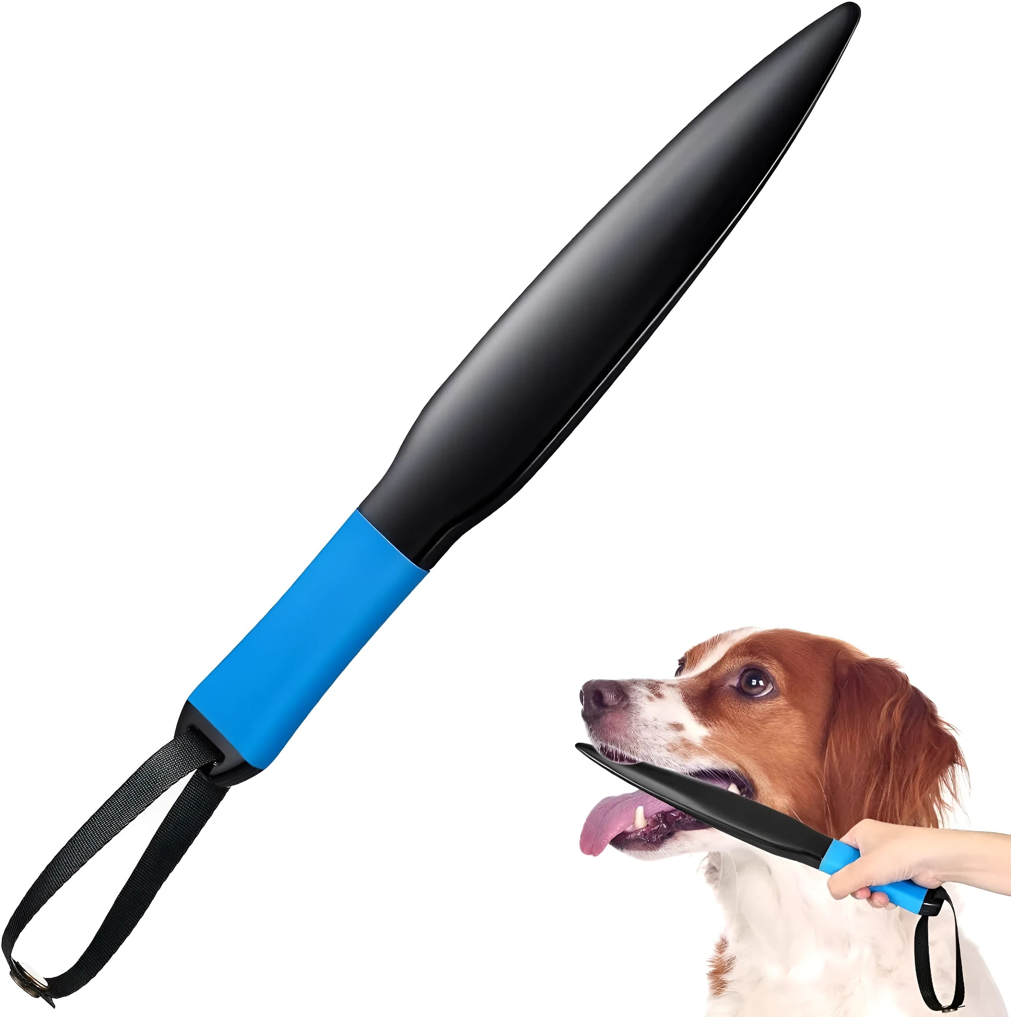 Blue handled nylon dog break stick training tool for small and medium dogs.