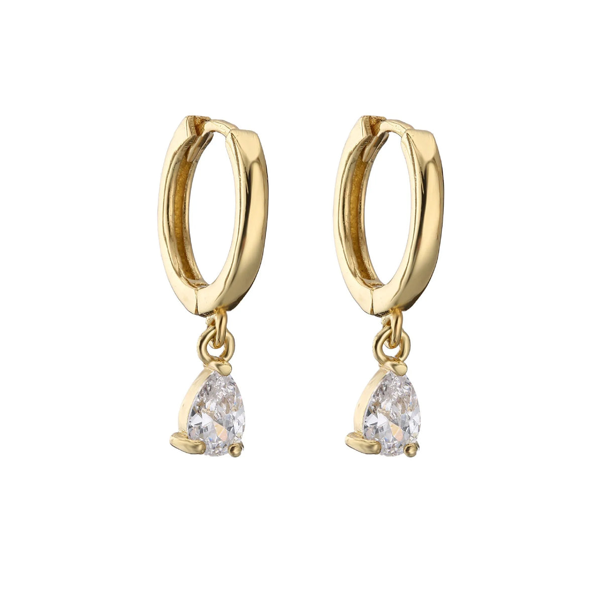 Women's drop-shaped earrings with micro inlaid zircon and colourful crystals, copper base, gold-plated finish