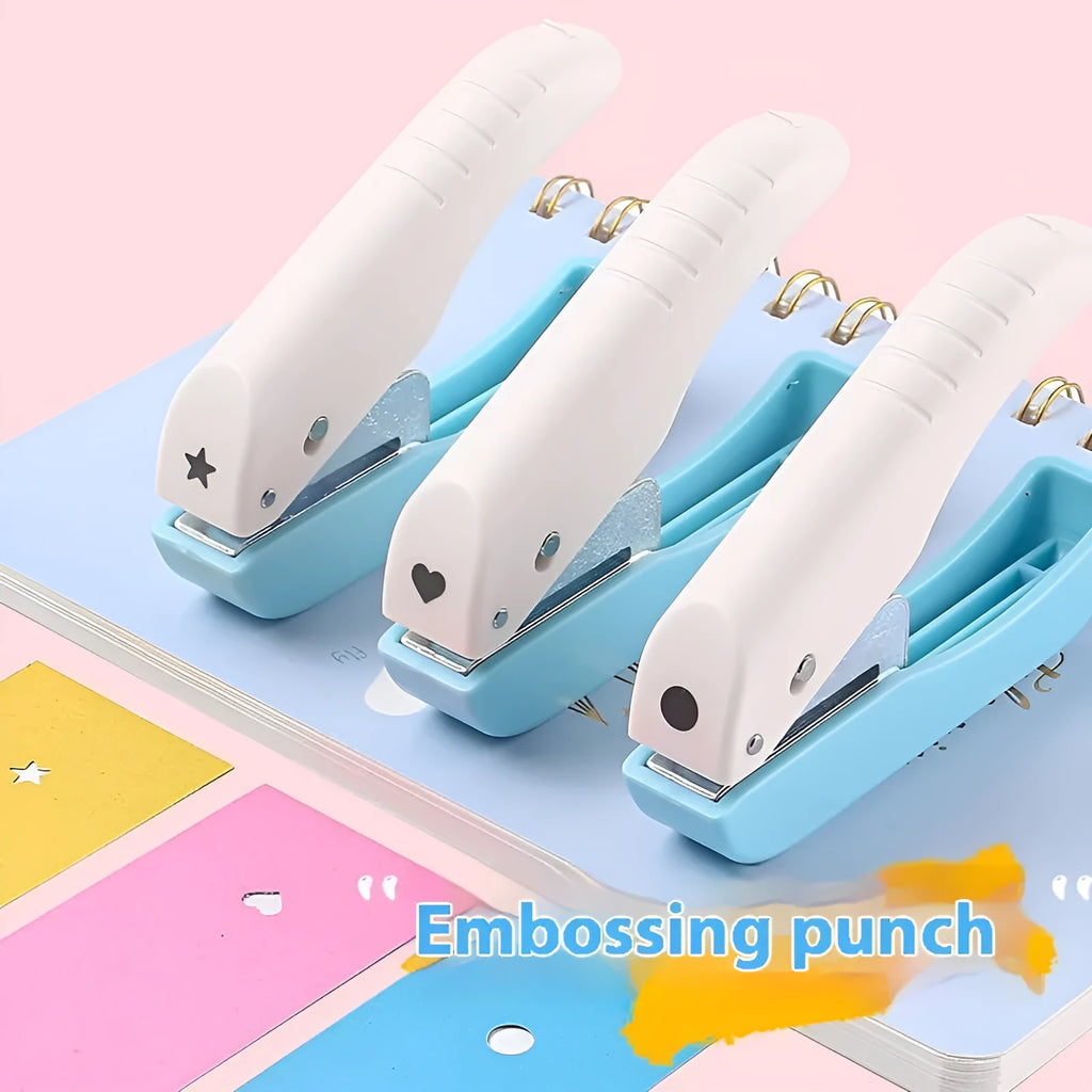 4mm manual embossed pattern punching machine for kindergarten paper crafts with love and star shapes