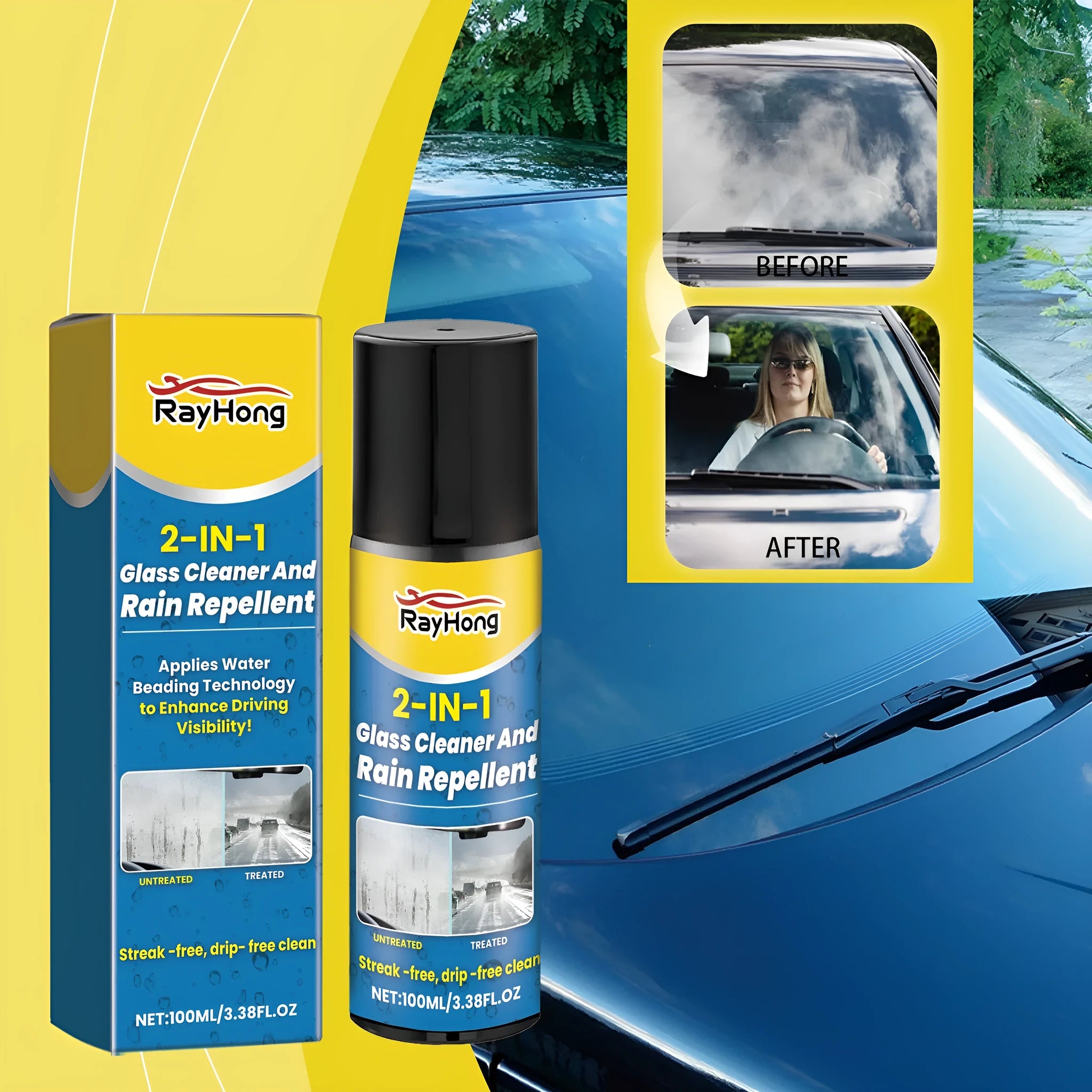 100ml car glass cleaning anti-fog two-in-one spray bottle