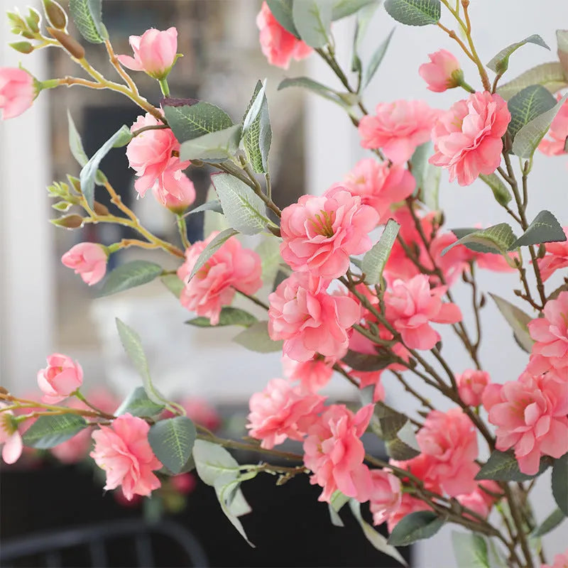 Raw silk simulation fake camellia artificial flower in autumn pink colour for home decor