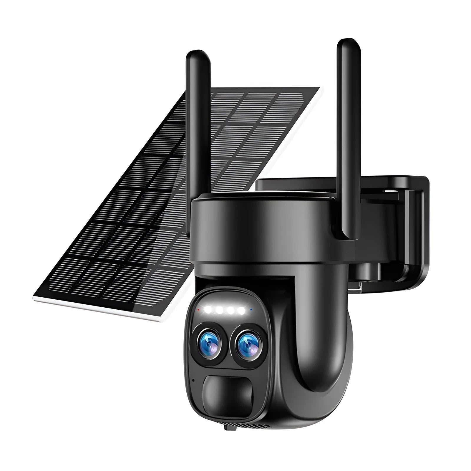 Solar-powered outdoor security camera with 8x zoom lens and colour night vision capability