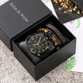 Men's quartz watch gift box set with alloy case stainless steel buckle six colour suits