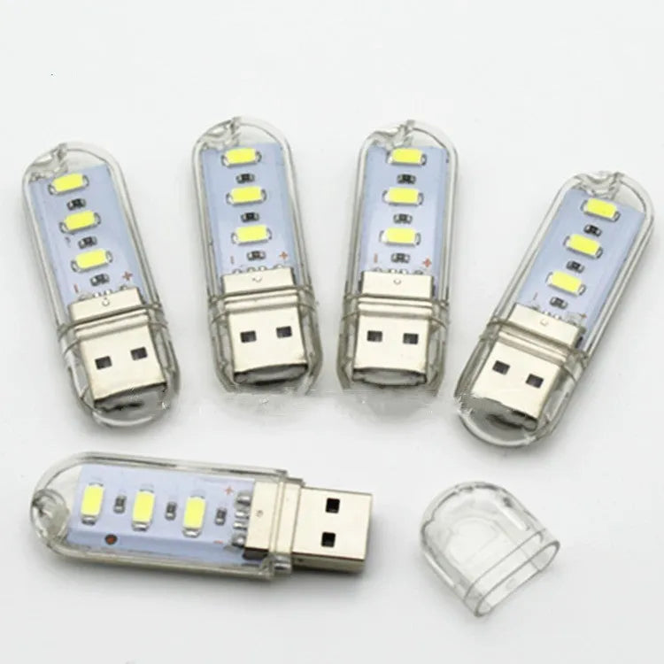Mini USB outdoor camping night light with warm white and white light options, dimensions 59mm x 18mm x 9mm