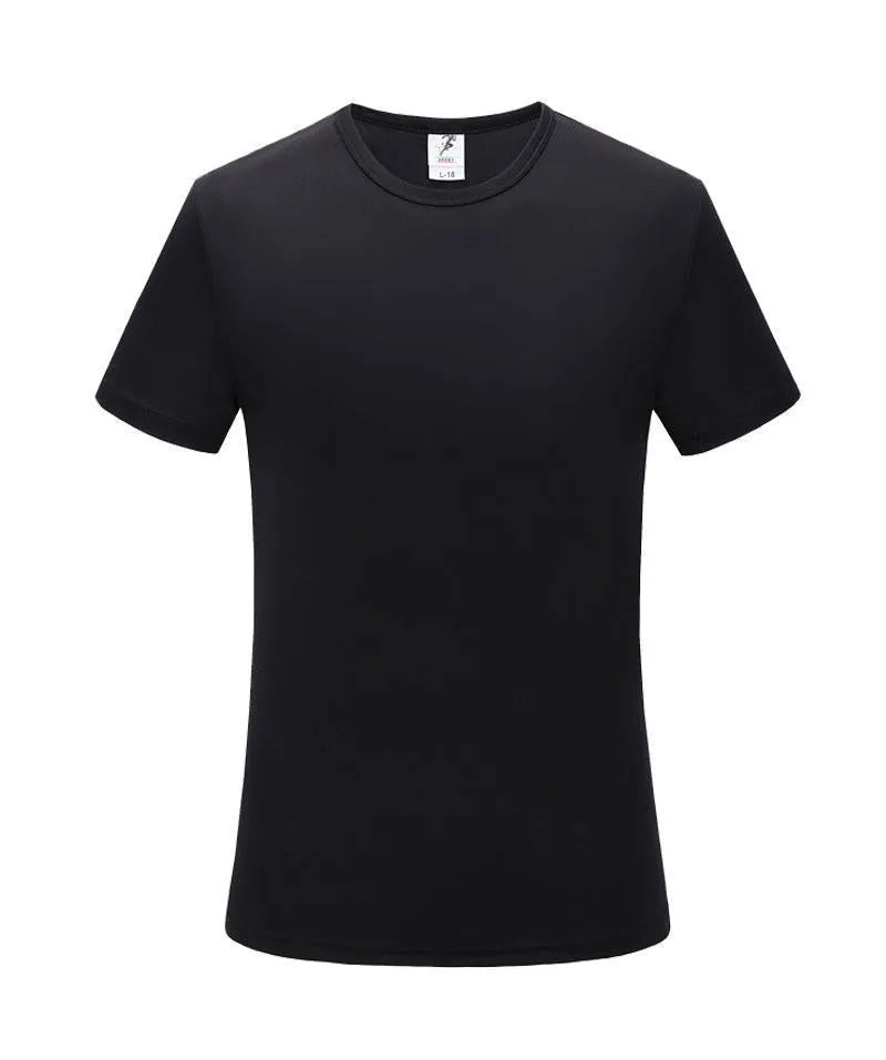 Short-sleeved slim fit round neck T-shirt in a bright colour on a hanger