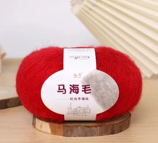 Mohair wool ball for DIY hand-woven scarf kit in one of 34 available colours
