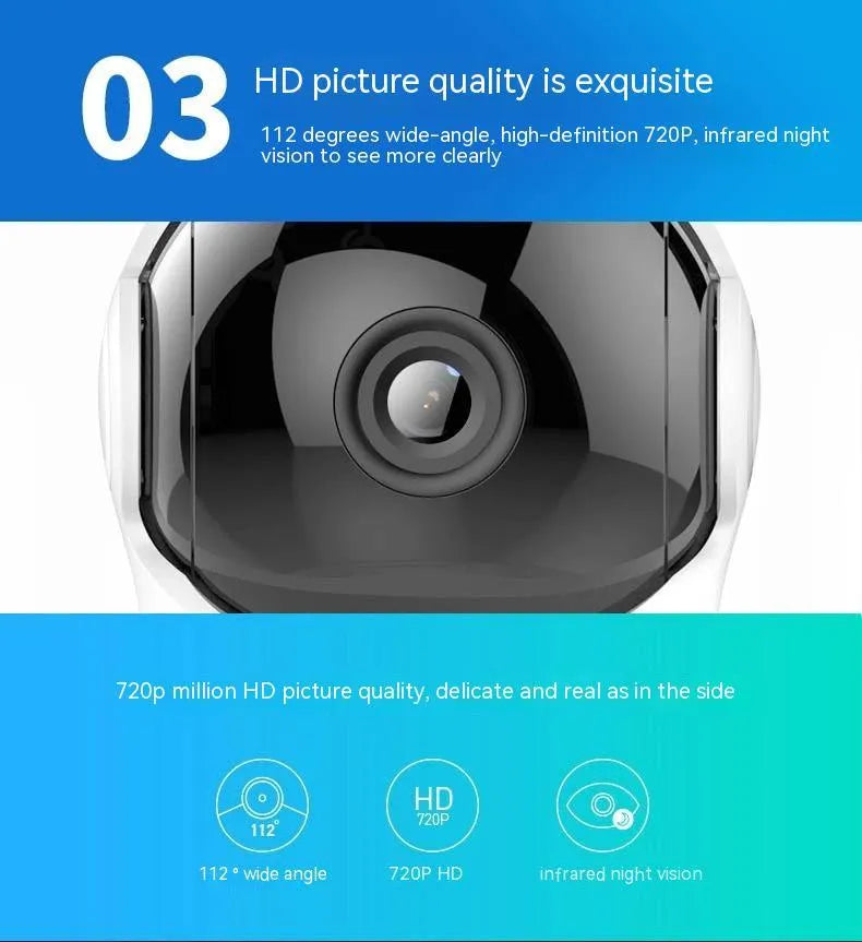 White wireless WiFi surveillance camera with 360-degree HD night vision and wall mount