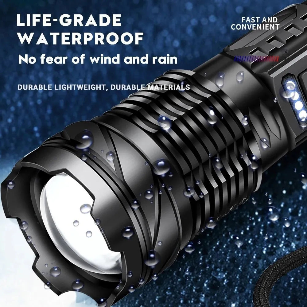 Handheld aluminium alloy power torch with telescopic zoom and 30W LED