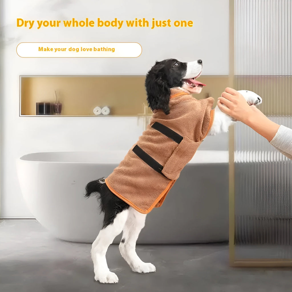 Nylon dog drying towel in grey with orange edge trim shown folded, available in XS to XL sizes