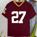 Casual loose fit cotton T-shirt with digital letter printing in contrasting colours, short sleeve design