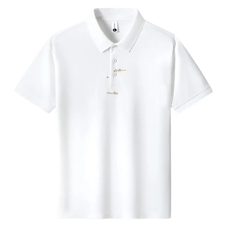 Men's casual cotton t-shirt in a loose fit with a printed letter pattern on the chest.