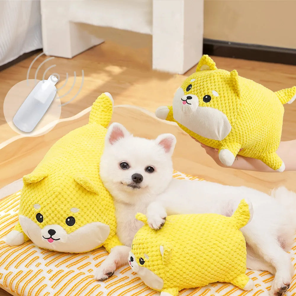 Large and medium plush calming dog toy with squeaker for chewing and teeth cleaning