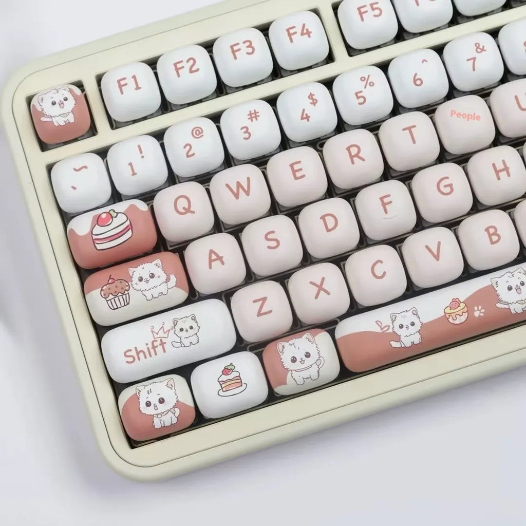 Dessert cat cartoon sublimation key caps for mechanical keyboards in round MOG style