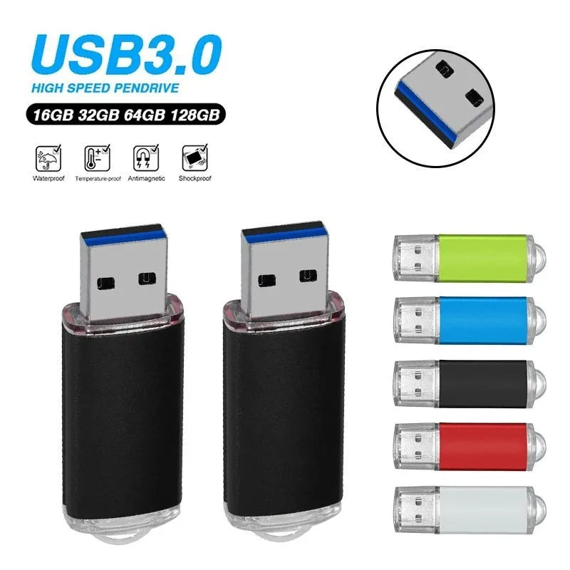 Purple metal USB 2.0 flash drive with compact rectangular shape on plain background