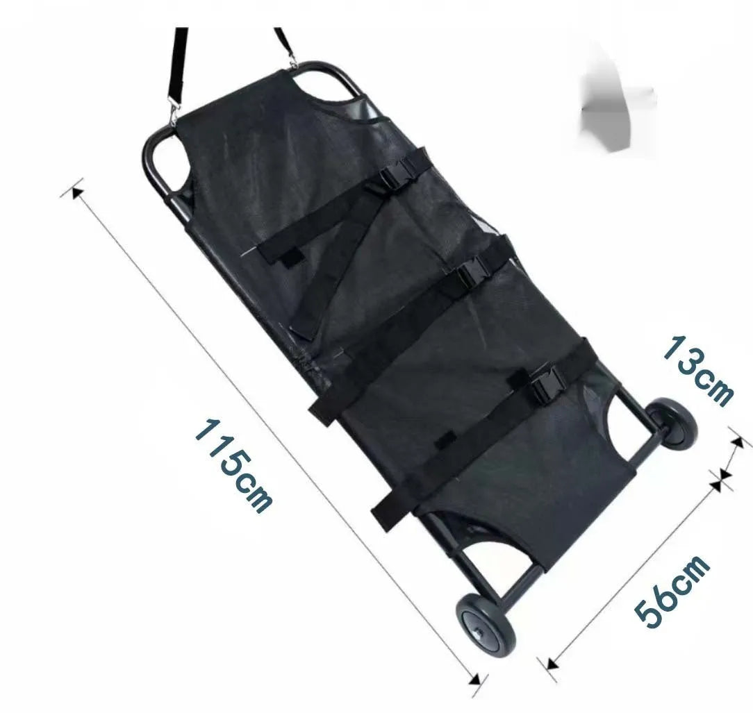 Large black aluminium alloy foldable pet stretcher for dog emergency transport