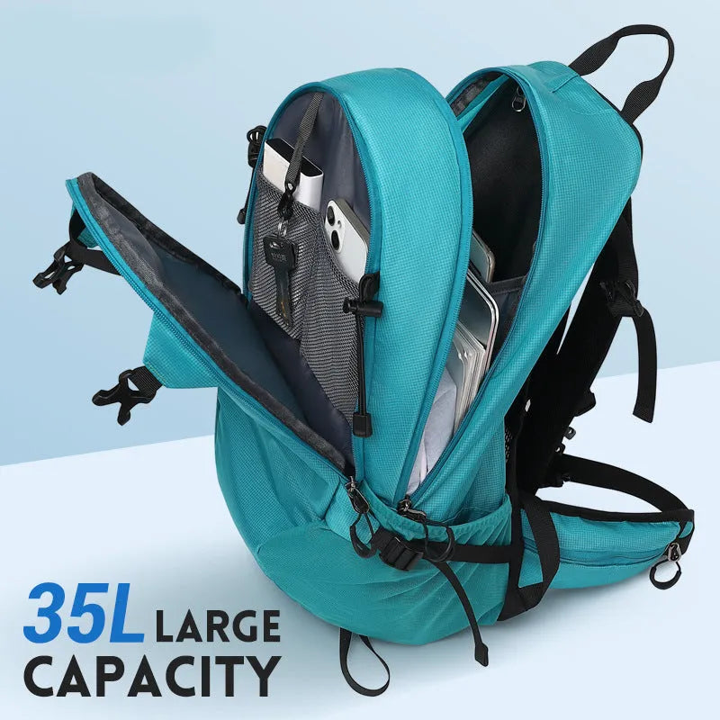 Outdoor multifunctional waterproof hiking backpack in black, capacity below 20L, Oxford cloth material