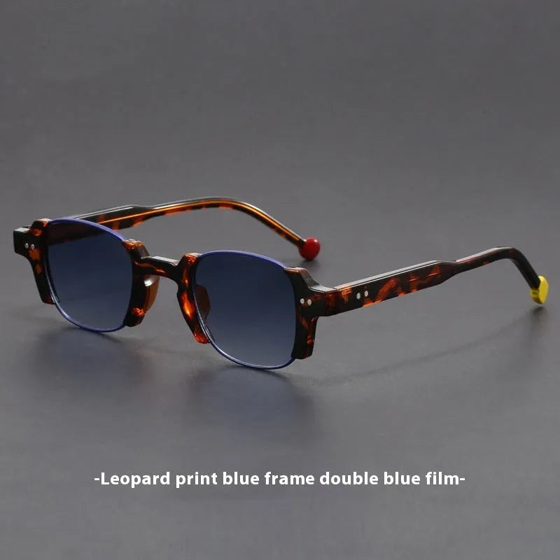 Square frame retro sunglasses with PC frame and AC lenses shown in multiple colour options.