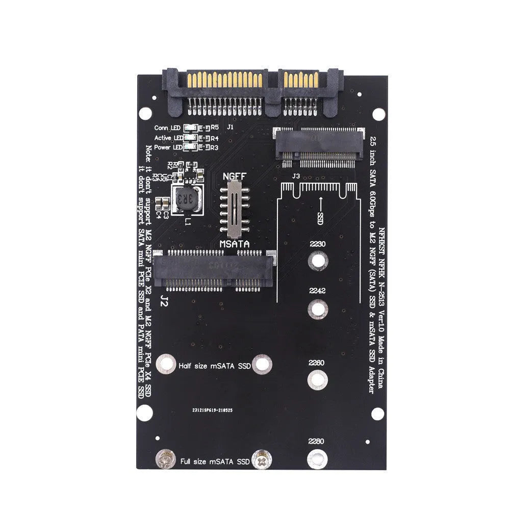 SATA3 to M2 NGFF MSATA SSD conversion adapter card in black and blue
