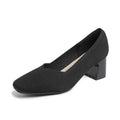 Women's knitted block heel shoes square toe breathable fabric upper mid-heel 3-6cm for commuting