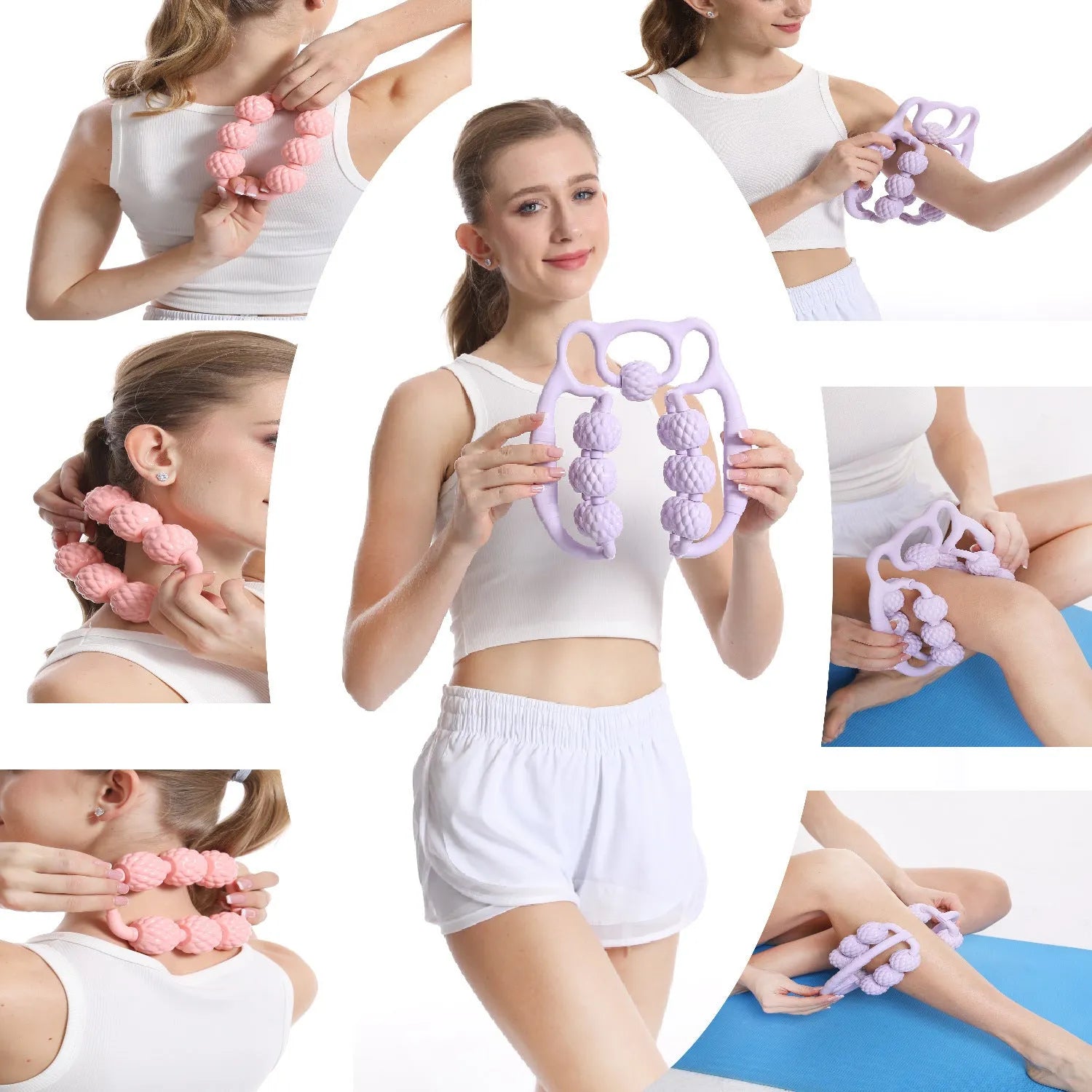 Double row ring clip leg massager in autumn cherry powder colour for home muscle relief
