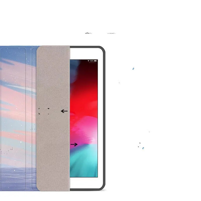 Silicone dreamy painting style sailing cover for Apple iPad book-style case in H248-sailboat colour