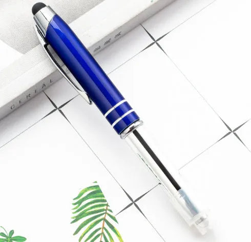 Multifunctional metal capacitive stylus pen with LED light in five colour options