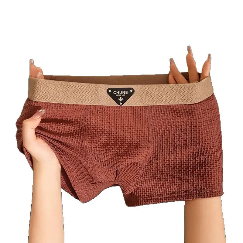 Men's ice silk underwear boxer, nylon fabric, mid waist sport boxer, available in white