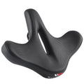 Black bicycle saddle cushion with leather cover and polyurethane foam padding