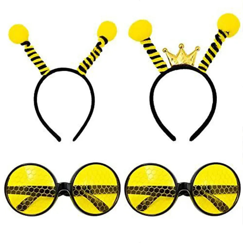 Children's bees fancy dress set with cloth headband and matching glasses in yellow