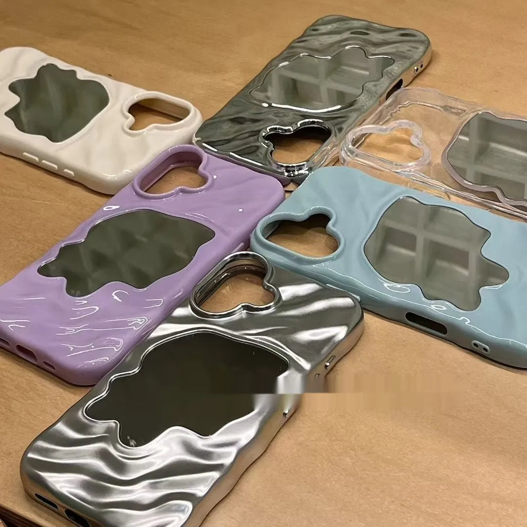 Water ripple texture iPhone case with mirror surface in five colour options