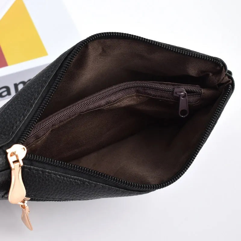 Soft PU leather women's crossbody shoulder bag in horizontal square shape with zipper pocket