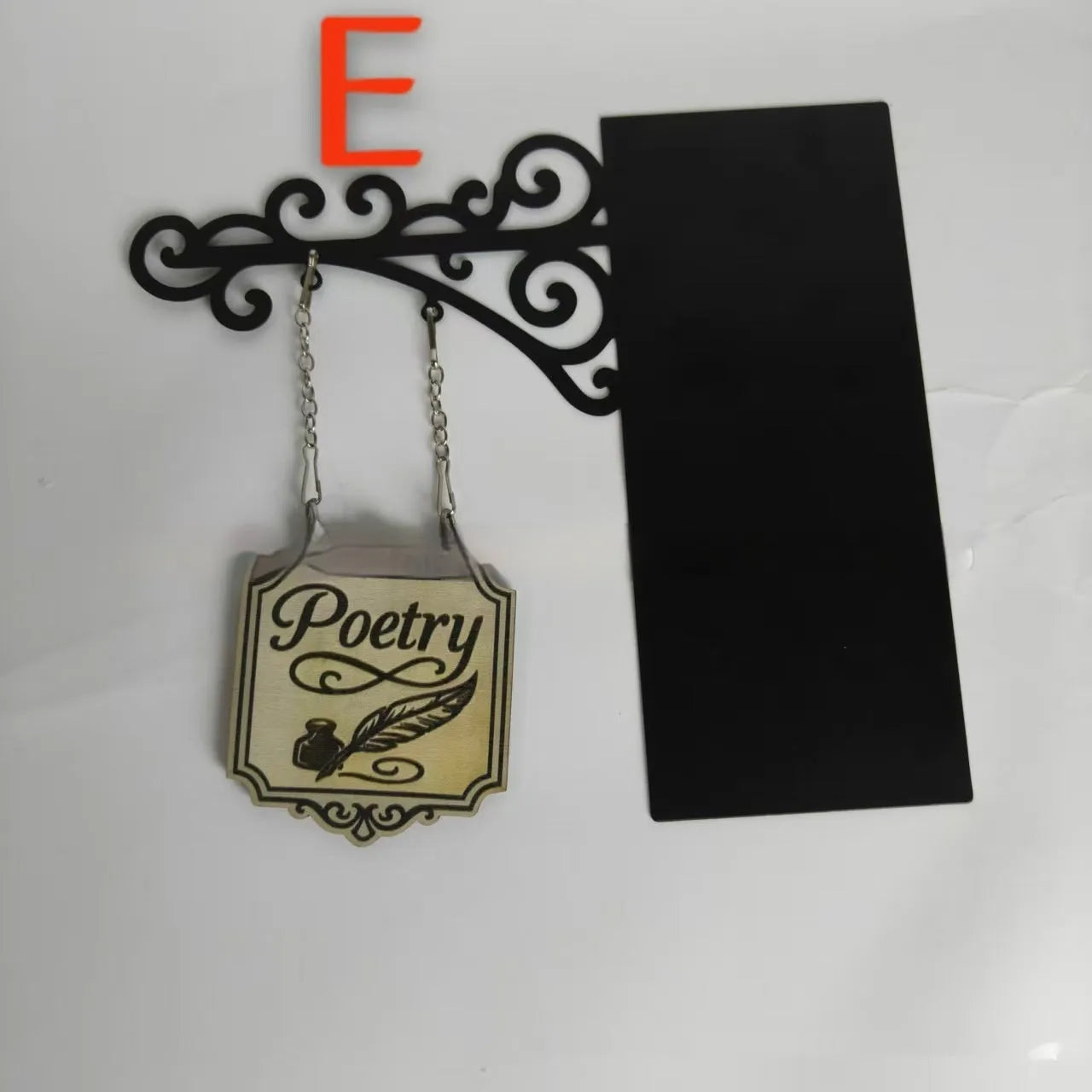 A flat, tavern-themed book nook divider ornament with a wood-effect finish, shown in design style A.