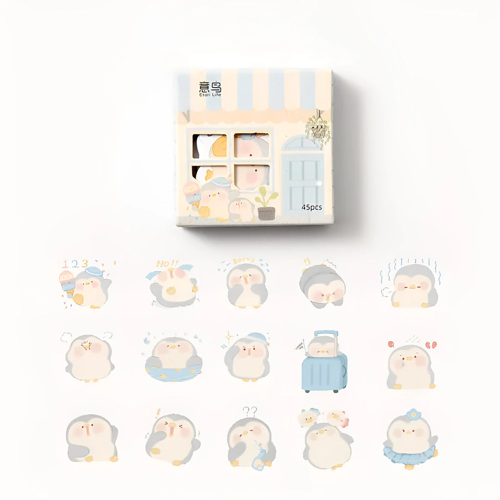Cute penguin paper accounting stickers in 20-50mm widths for financial decoration