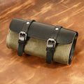 European retro cotton messenger bag for motorcycle helmet storage with rivet details