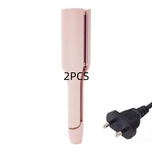 32mm deep wave hair curling iron in pink with 4 temperature settings and negative ion technology