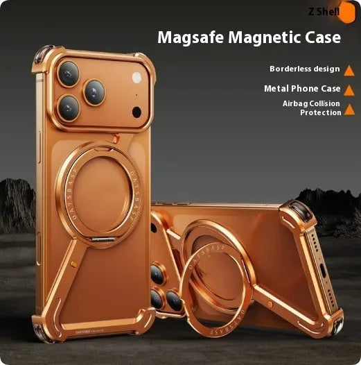 Aluminium alloy magnetic phone case for iPhone 15 with hollow heat dissipation design in black