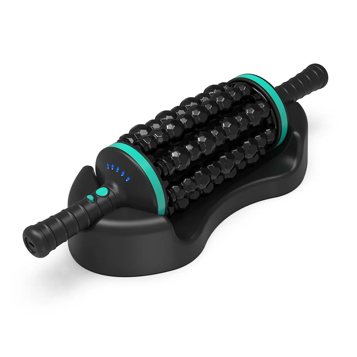 Handheld electric rollers massager with ABS plastic body in blue for back foot and leg massage