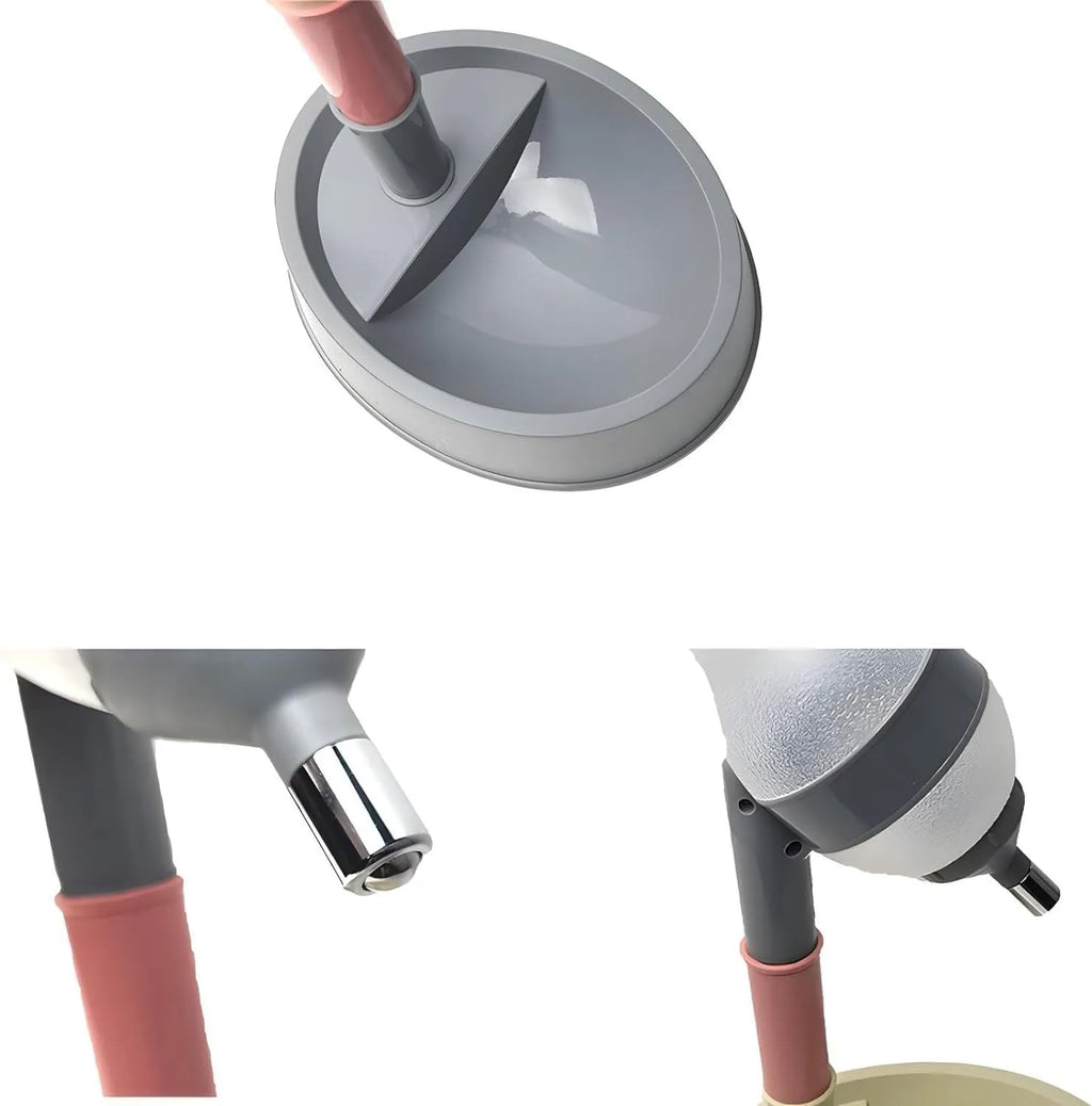 Green adjustable pet standing water dispenser with detachable pole and bowl on a grey floor.