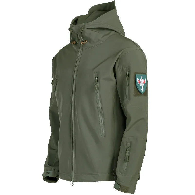 Men's camouflage shell jacket trench coat in khaki colour, lightweight for running and cycling, adult unisex size S to 4XL