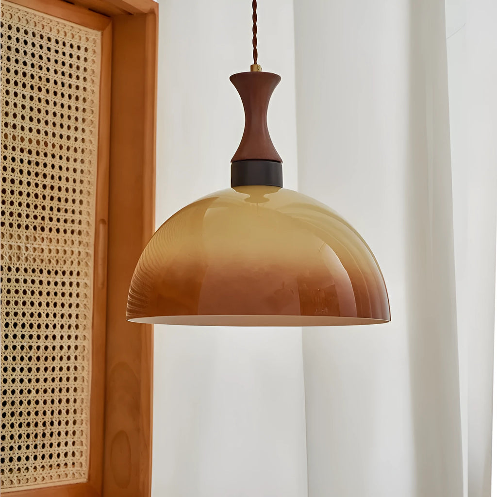 Retro glass pendant light semicircle 30cm tawny white tricolour for home ceiling