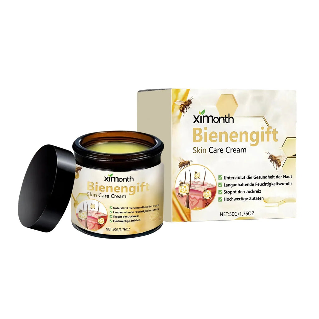 50g jar of bee venom herbal moisturising cream for body and neck skin.