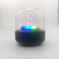 Blue glass desktop mini Bluetooth speaker with USB and bass, black option, 110x110x150mm