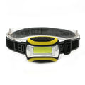 Yellow plastic three-speed COB headlamp for outdoor activities and work lighting
