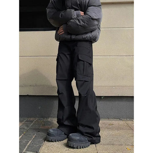 Black Warrior design plaid overalls for men, low waist trousers in black chemical fibre blend