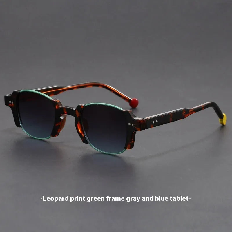 Square frame retro sunglasses with PC frame and AC lenses shown in multiple colour options.