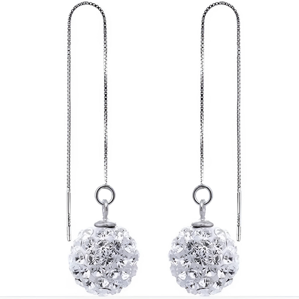 Silver geometric Korean style earrings for women with diamond-processed finish