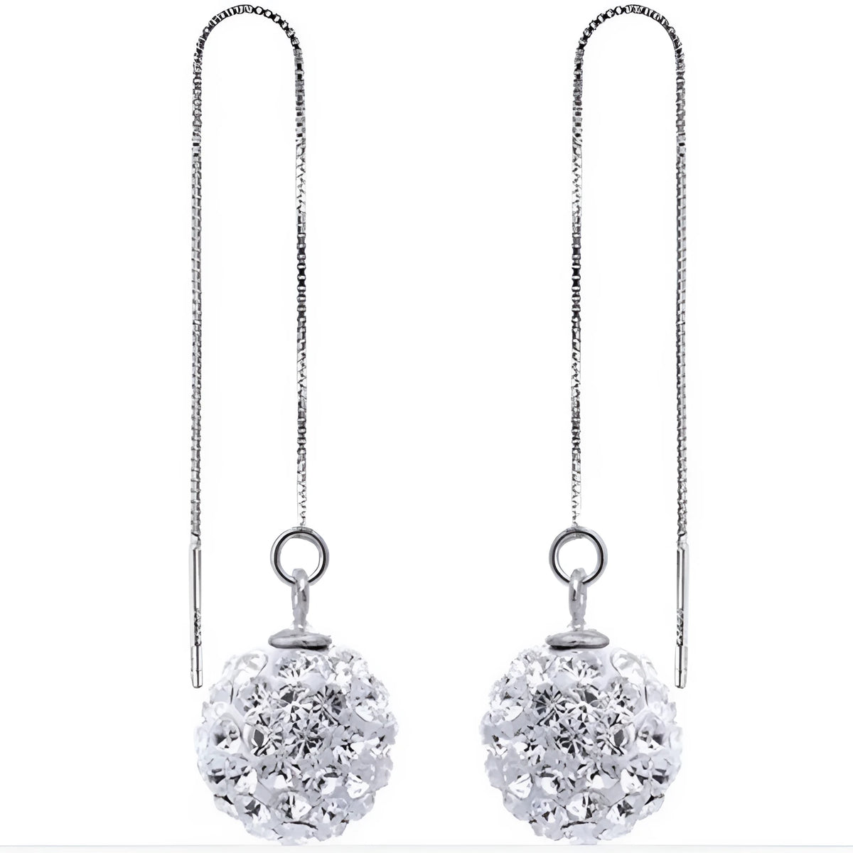 Silver geometric Korean style earrings for women with diamond-processed finish